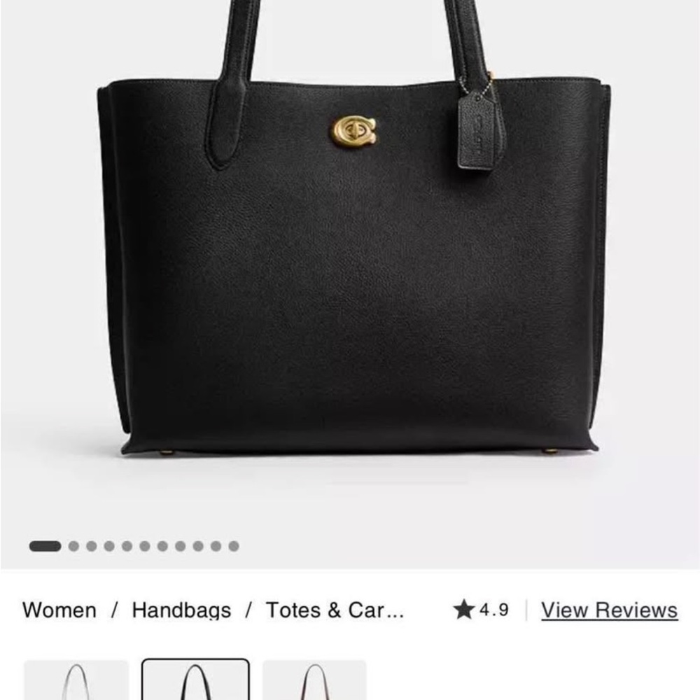 Coach Willow Work Tote 38  BRAND NEW Black Leather with gold brass clasp